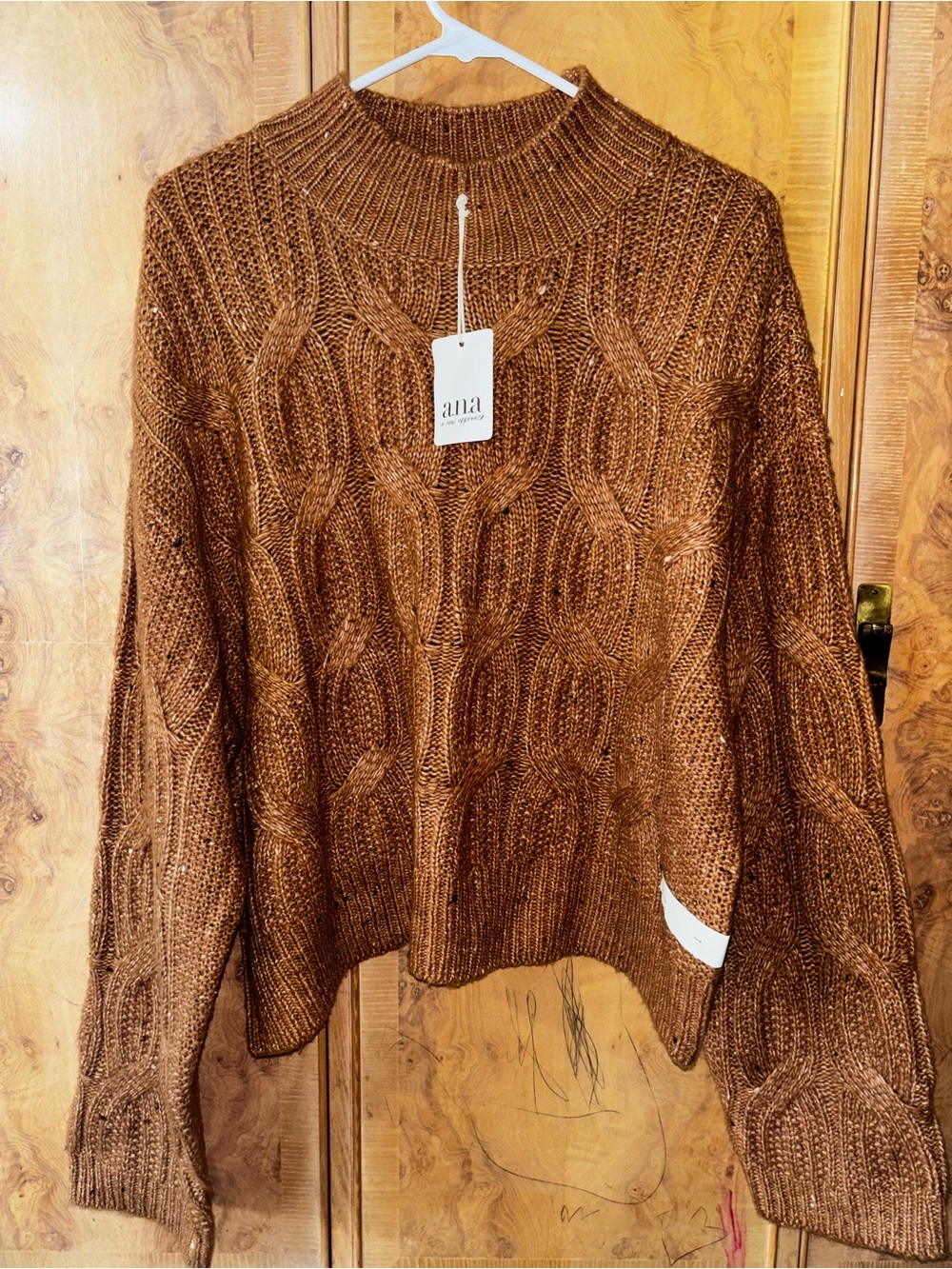 a.n.a Chunky Cable Turtleneck Sweater in Brown women’s size Large